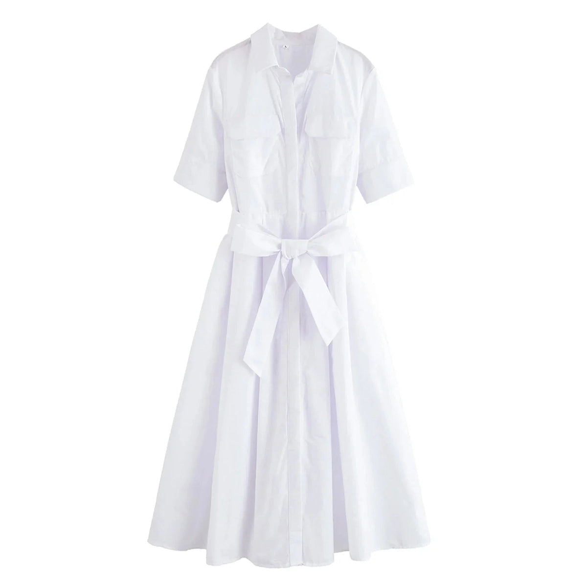 Vestido camisero midi con cinturón Margaux