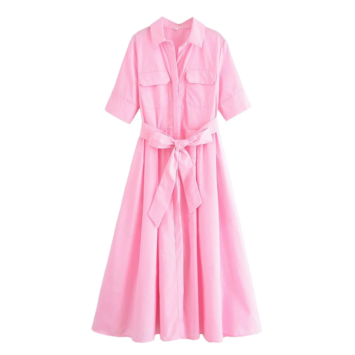 Vestido camisero midi con cinturón Margaux