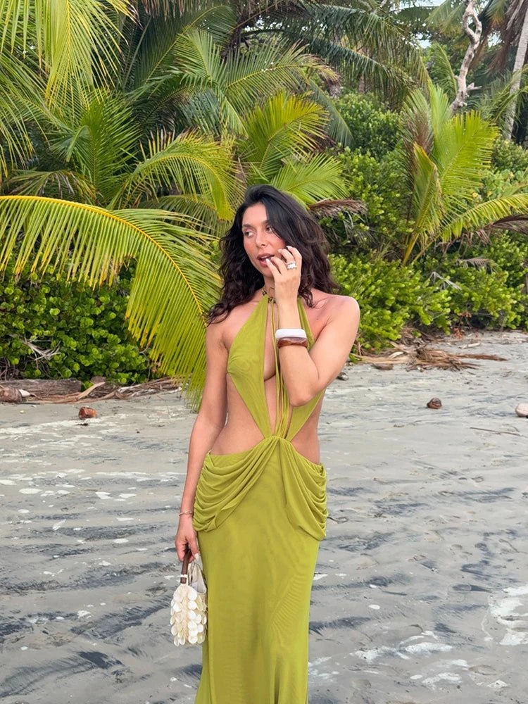 Maxivestido drapeado con espalda descubierta Margot