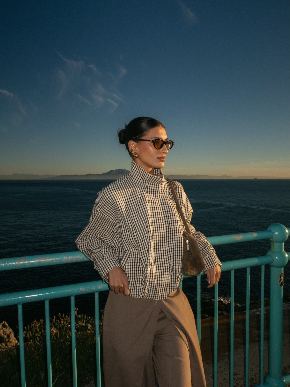 Chaqueta Margot de cuadros con cuello alto
