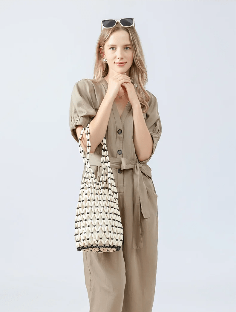Bolso de mano tejido con cuentas Margot