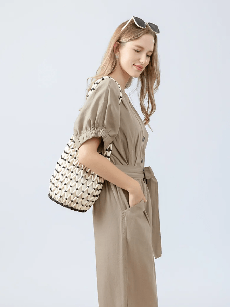 Bolso de mano tejido con cuentas Margot