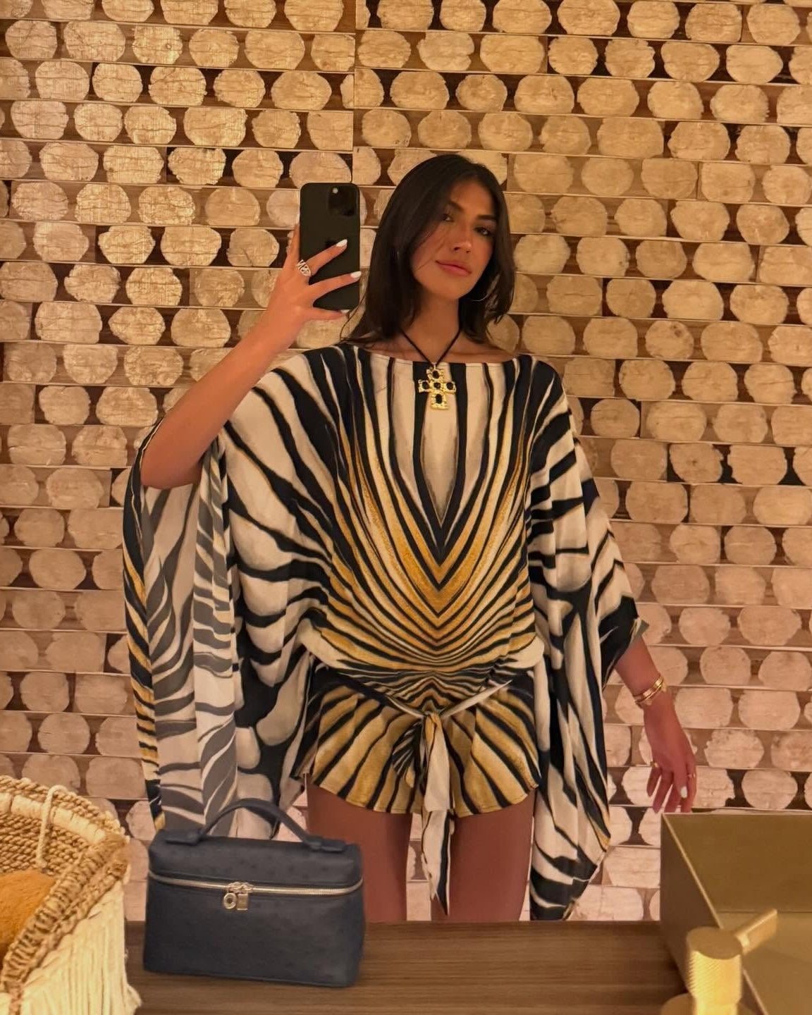 Vestido tipo caftán con estampado de cebra Margot