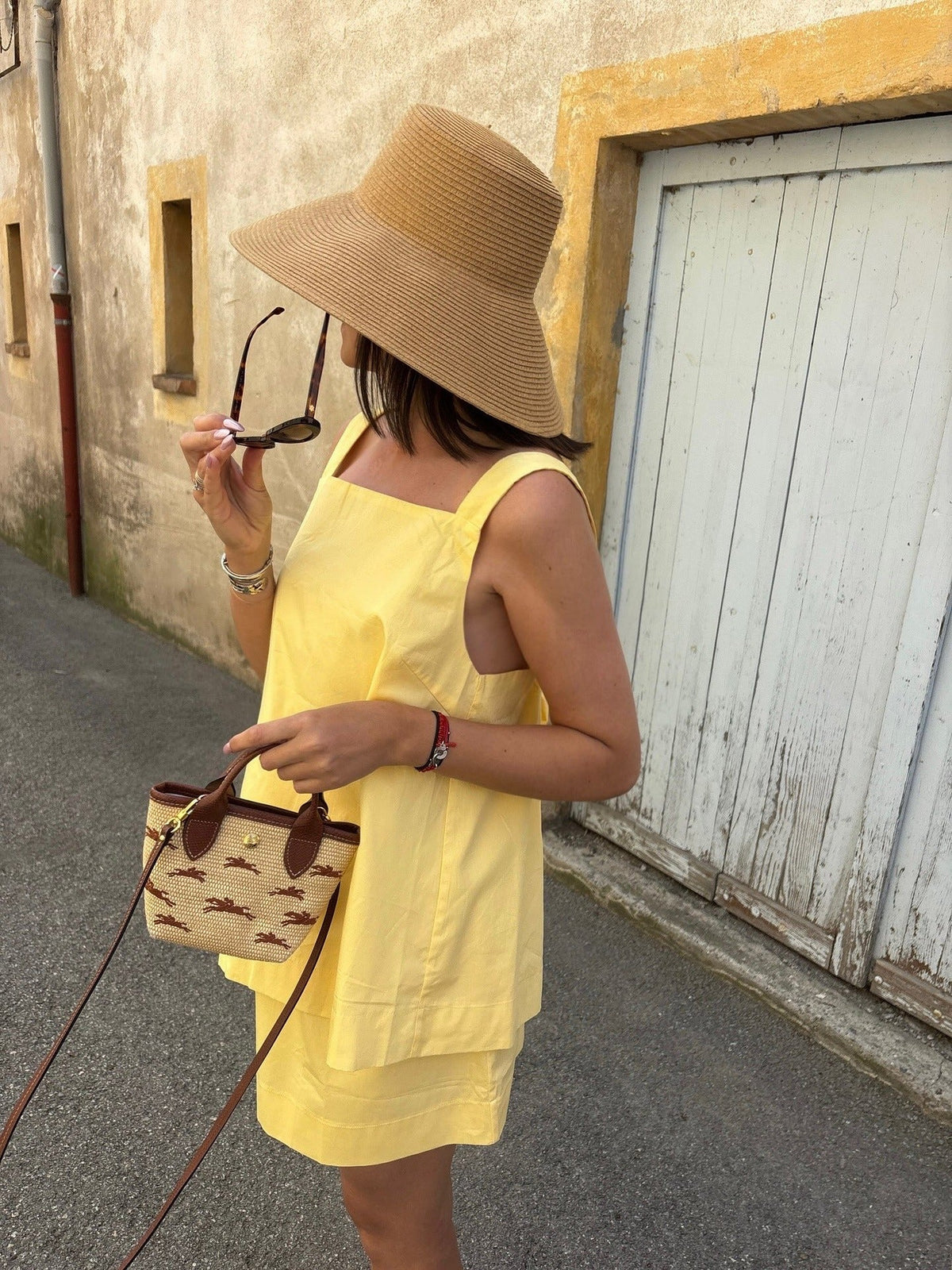 Conjunto de top de tirantes y falda amarillo limón Maria