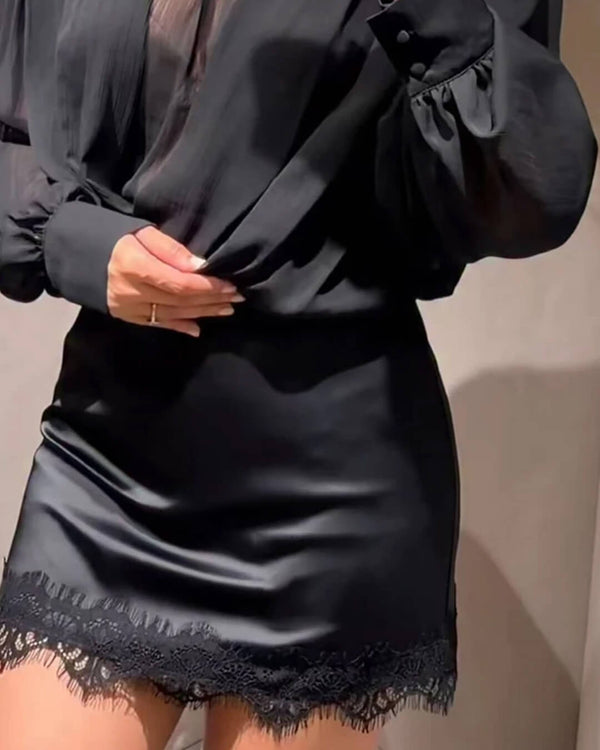 Minifalda de encaje de cintura alta Marian