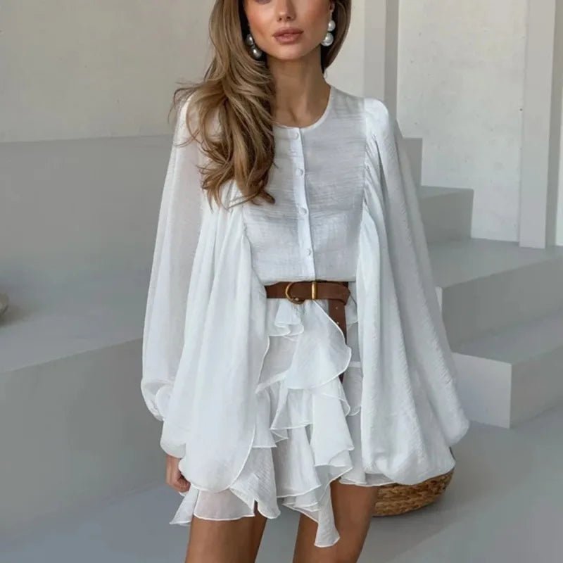 Minivestido plisado con volantes Marianna