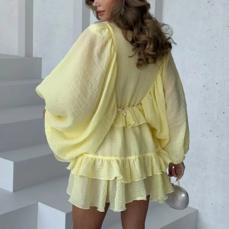 Minivestido plisado con volantes Marianna