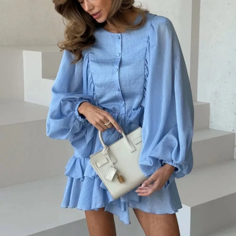 Minivestido plisado con volantes Marianna