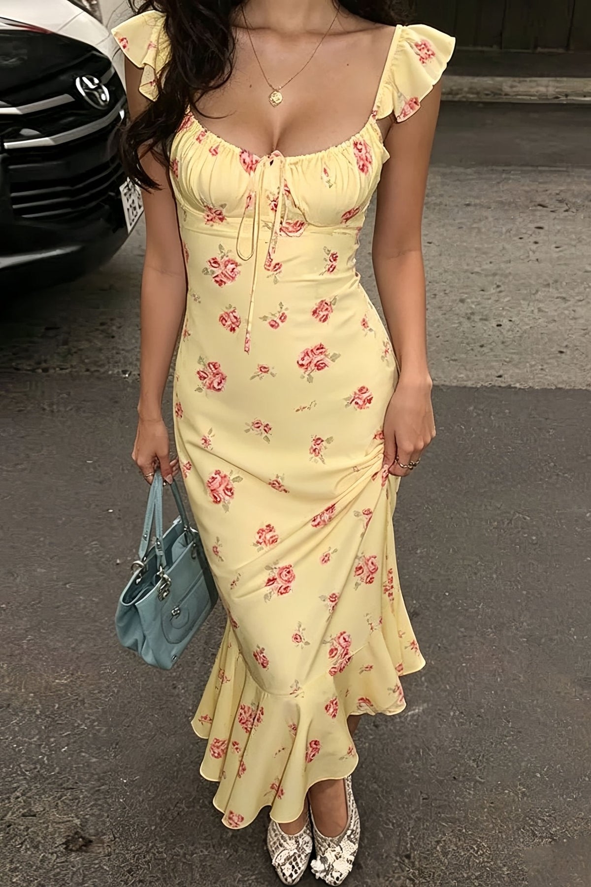Vestido midi Marigold de tirantes con estampado floral
