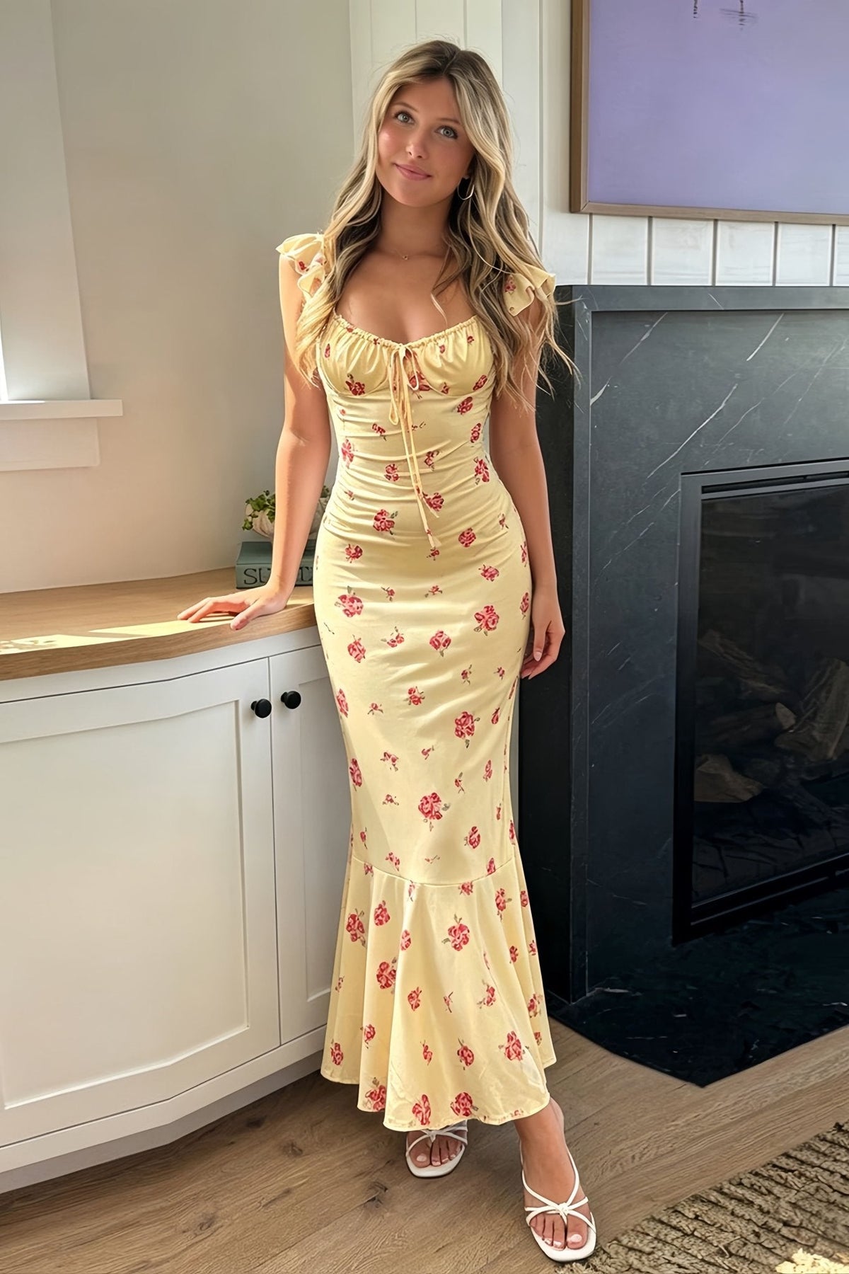 Vestido midi Marigold de tirantes con estampado floral