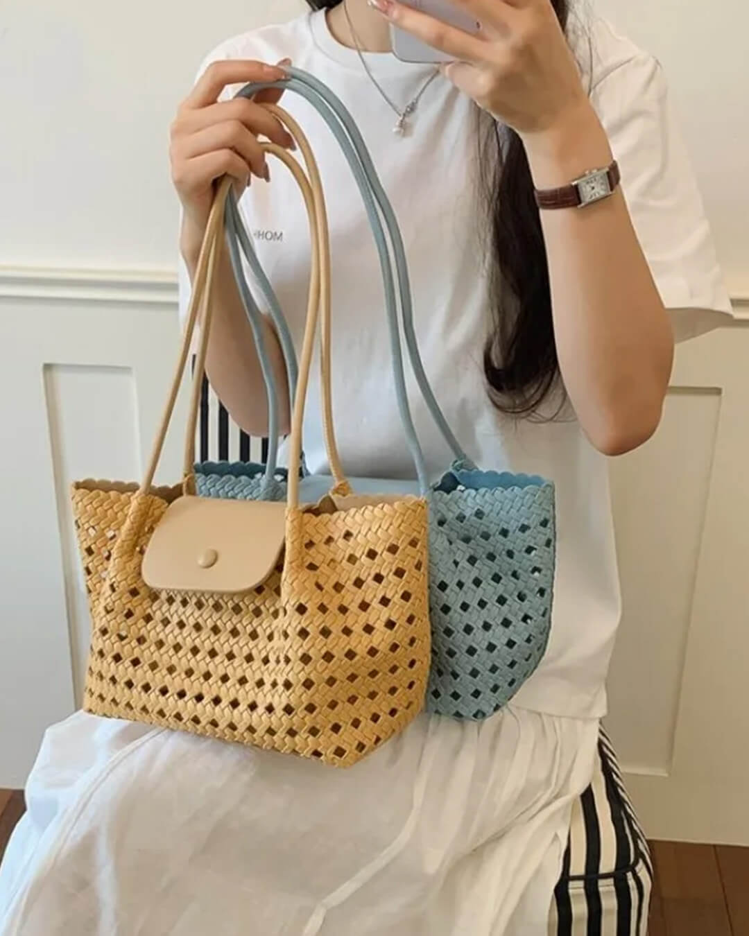 Bolso de hombro con relieve Marina