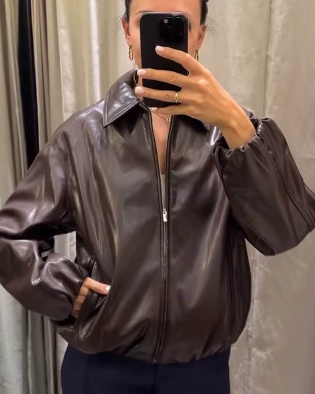 Chaqueta de piel sintética con cremallera Marivic