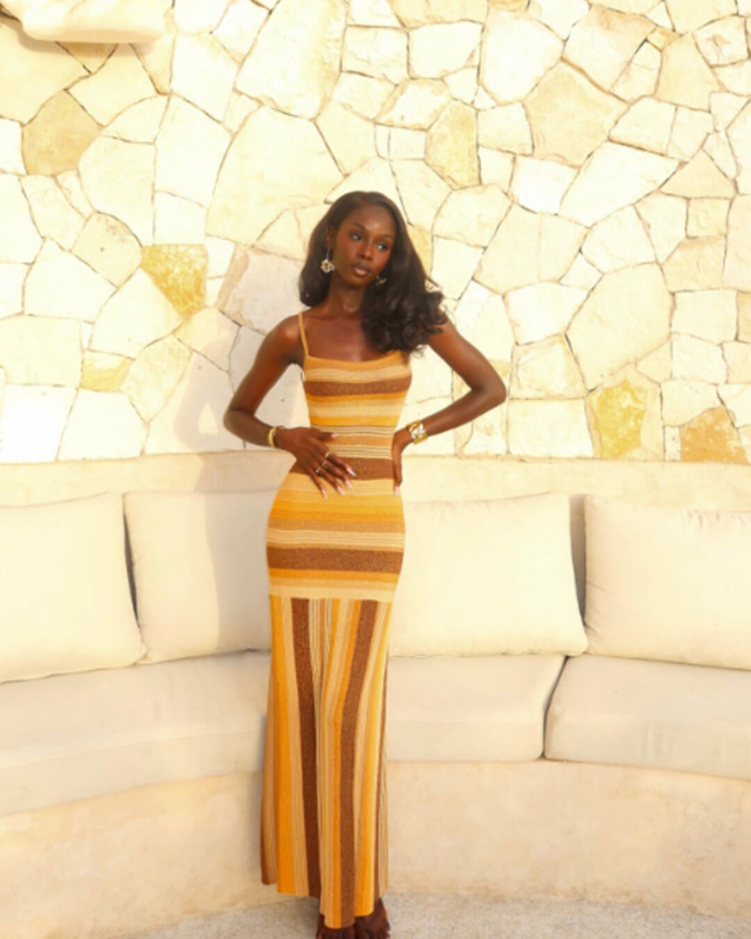 Vestido midi de punto a rayas Martha