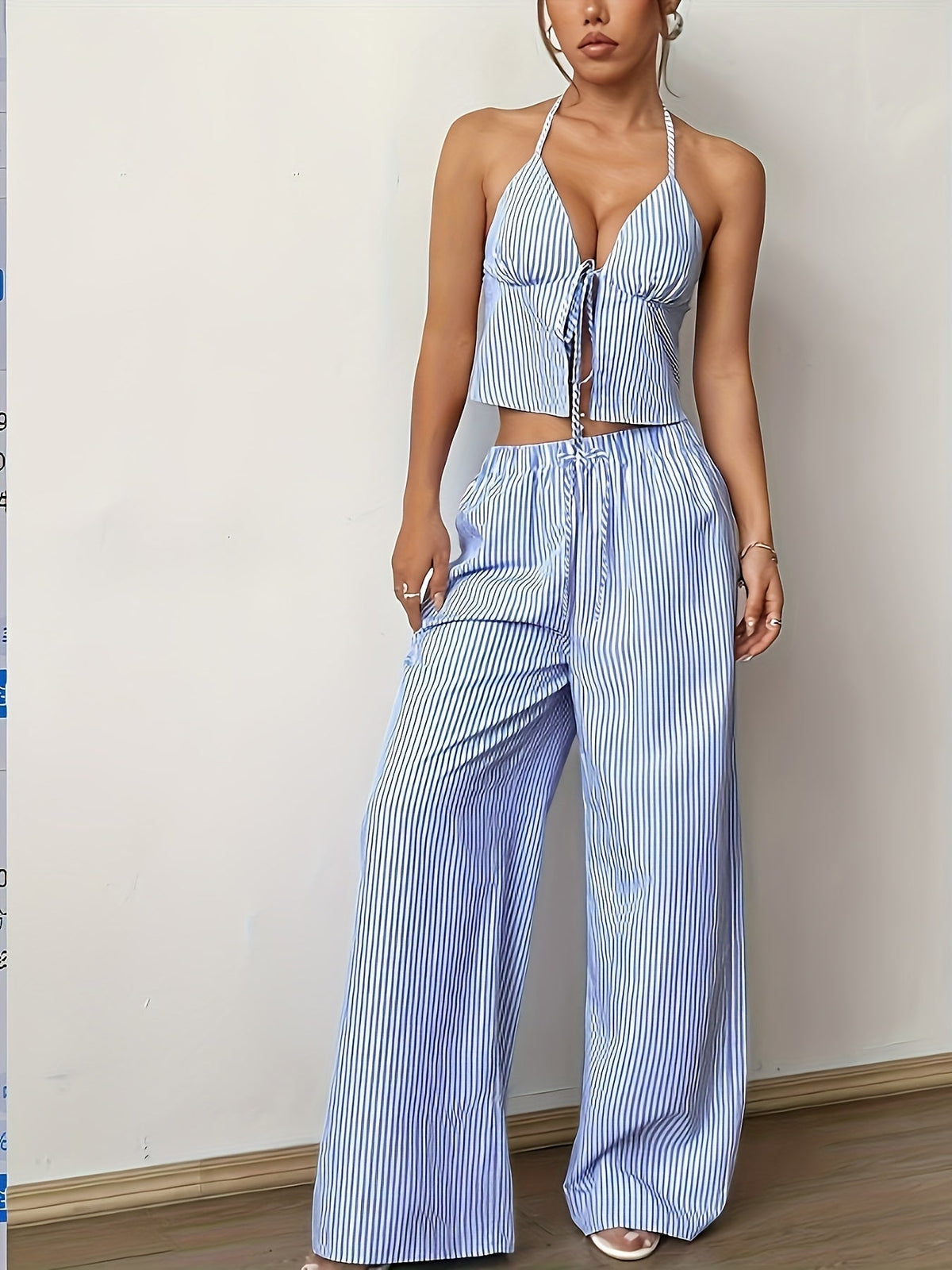 Conjunto de top halter a rayas Mary