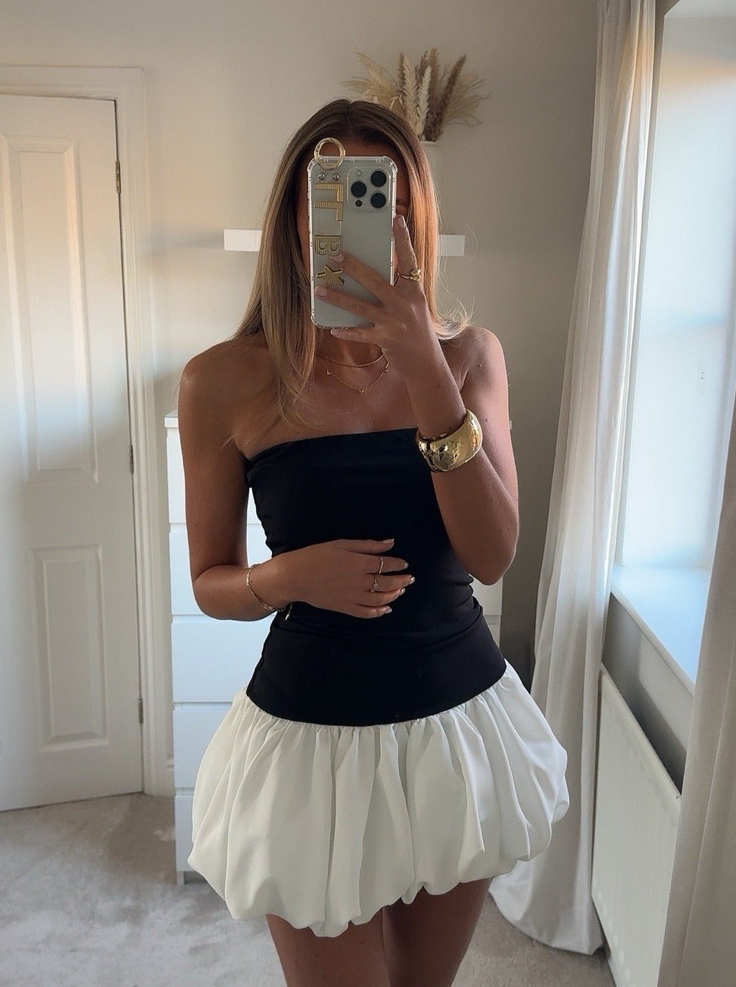 Vestido con cintura baja y bajo abullonado Maurie