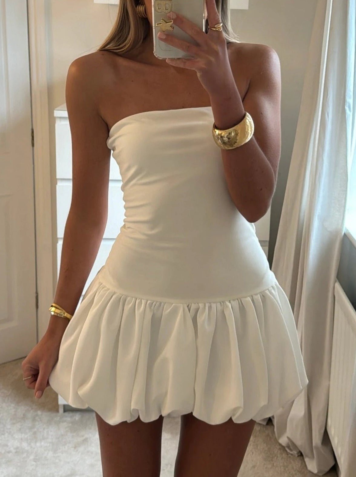 Vestido con cintura baja y bajo abullonado Maurie