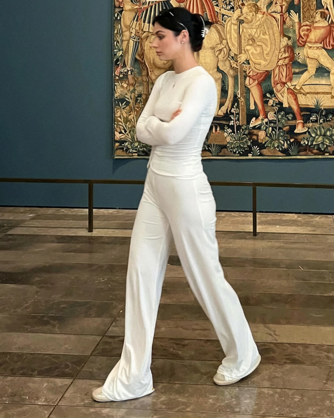 Conjunto Meryll de top de manga larga y pantalones de pierna ancha