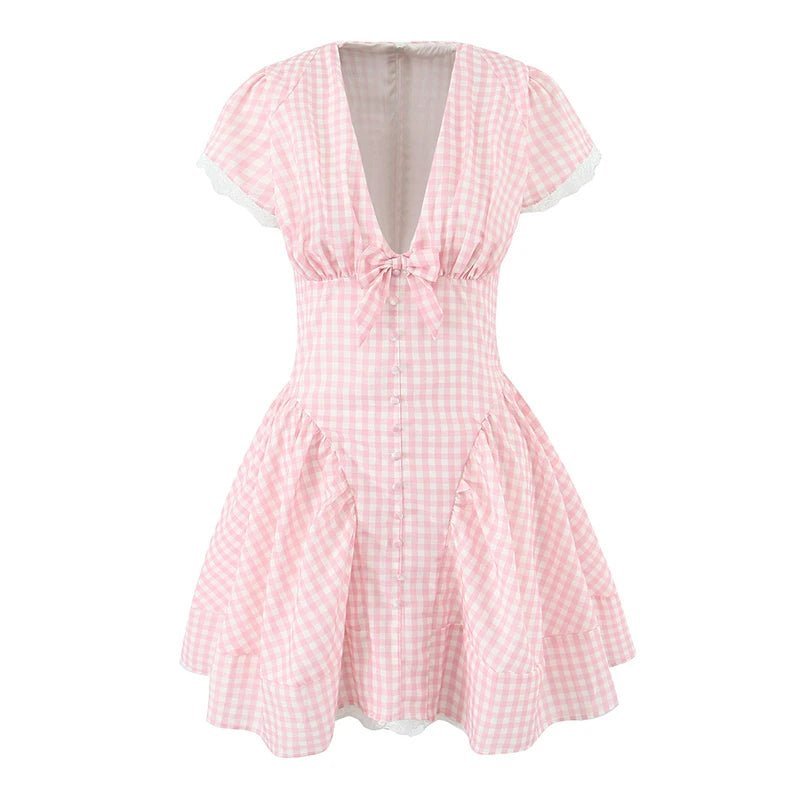 Minivestido con lazo y escote en V Mia