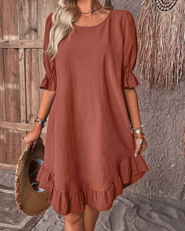 Mia Ruffle Hem Smock Dress