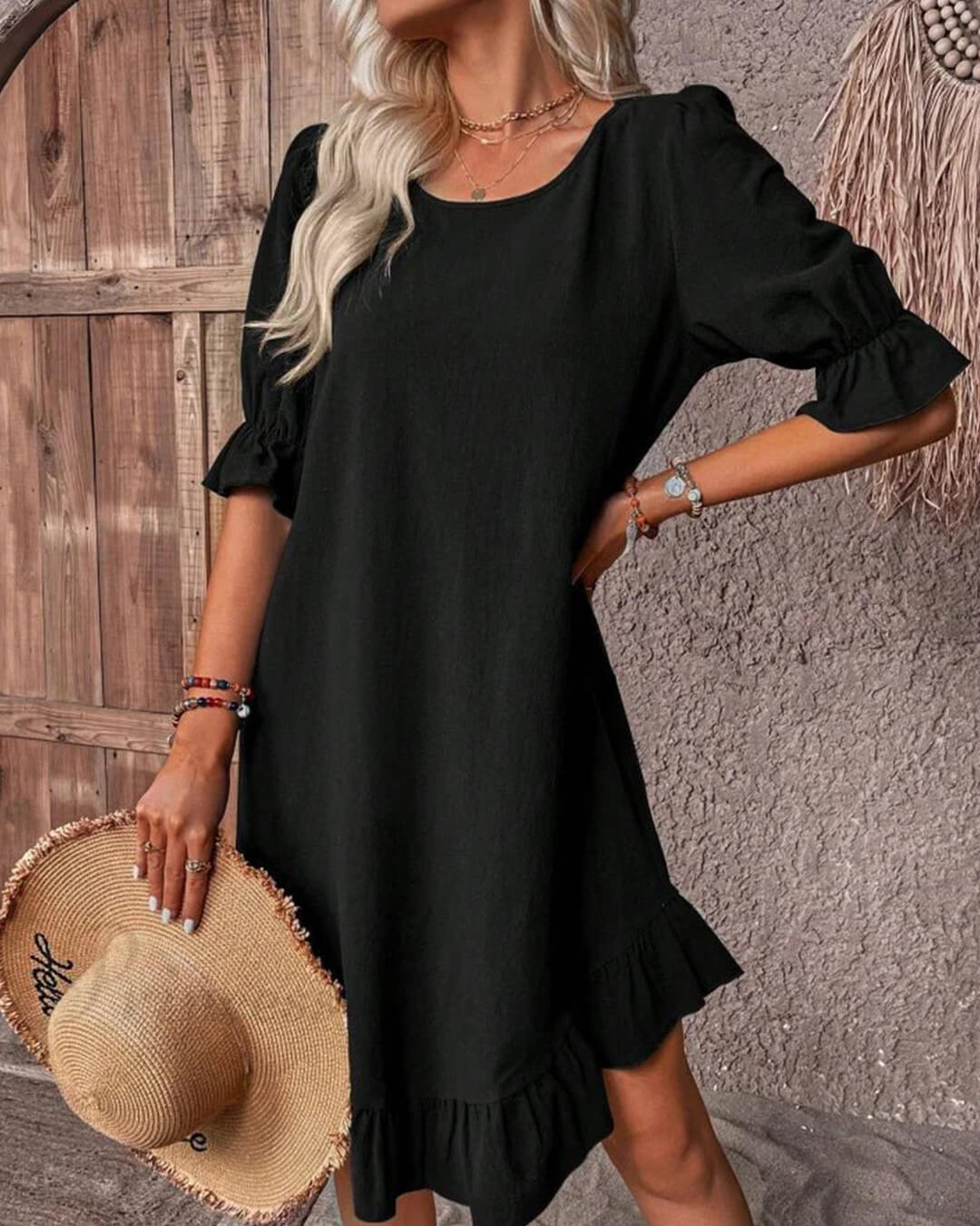 Vestido Mia de punto fruncido con bajo de volantes