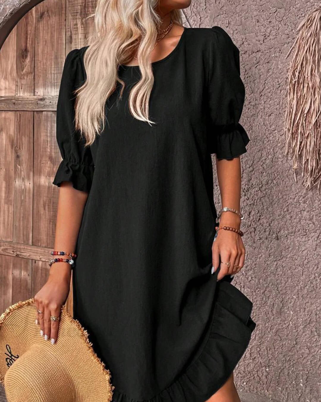 Vestido Mia de punto fruncido con bajo de volantes