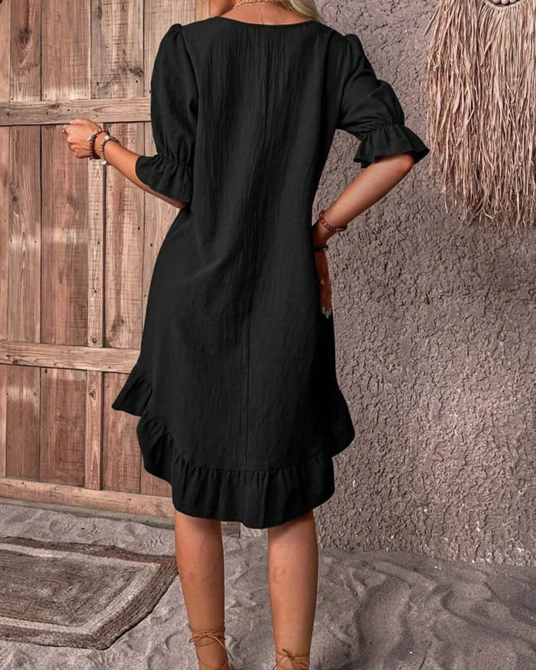 Vestido Mia de punto fruncido con bajo de volantes