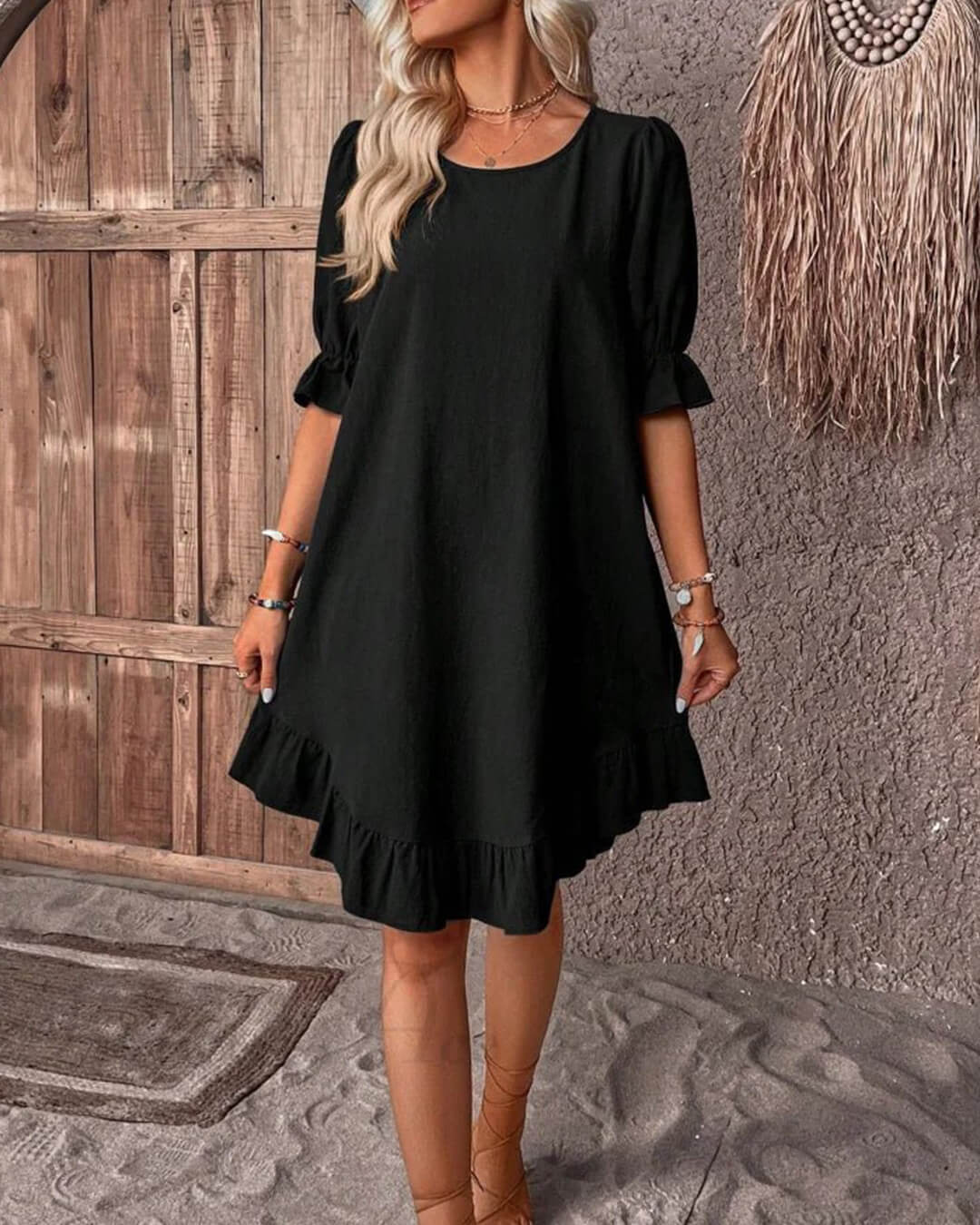 Vestido Mia de punto fruncido con bajo de volantes