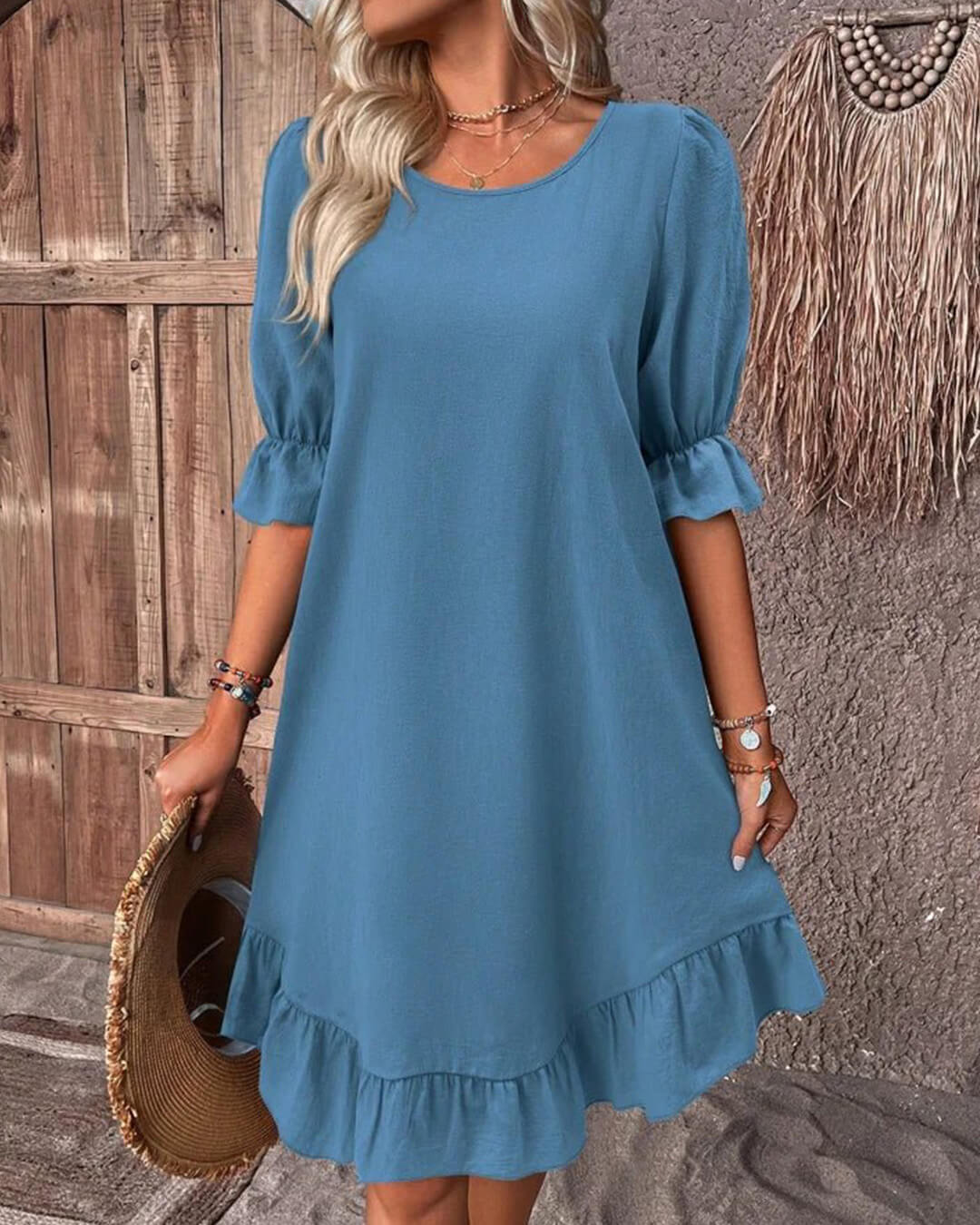 Vestido Mia de punto fruncido con bajo de volantes