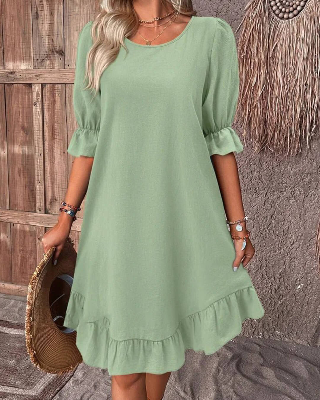 Vestido Mia de punto fruncido con bajo de volantes