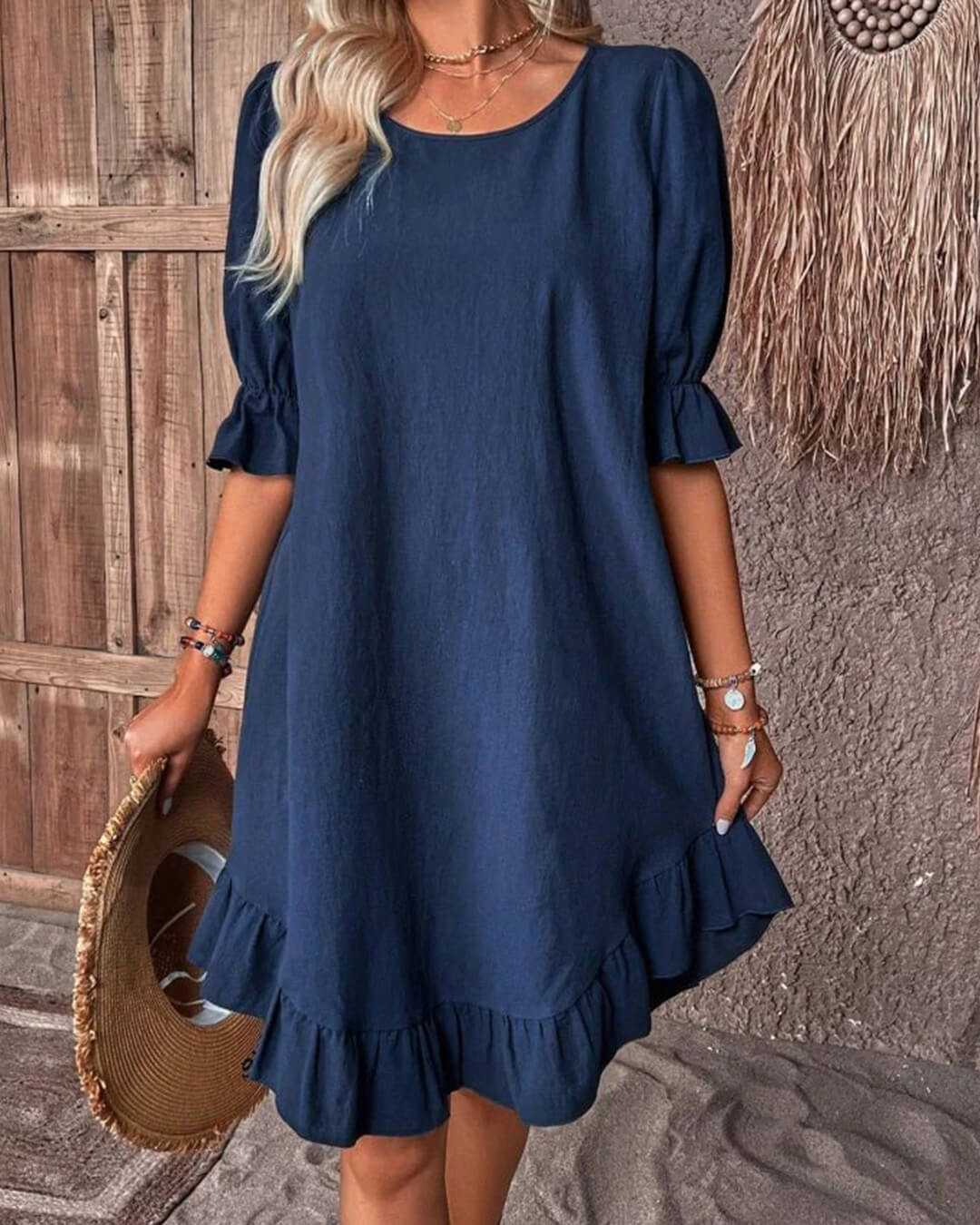 Vestido Mia de punto fruncido con bajo de volantes