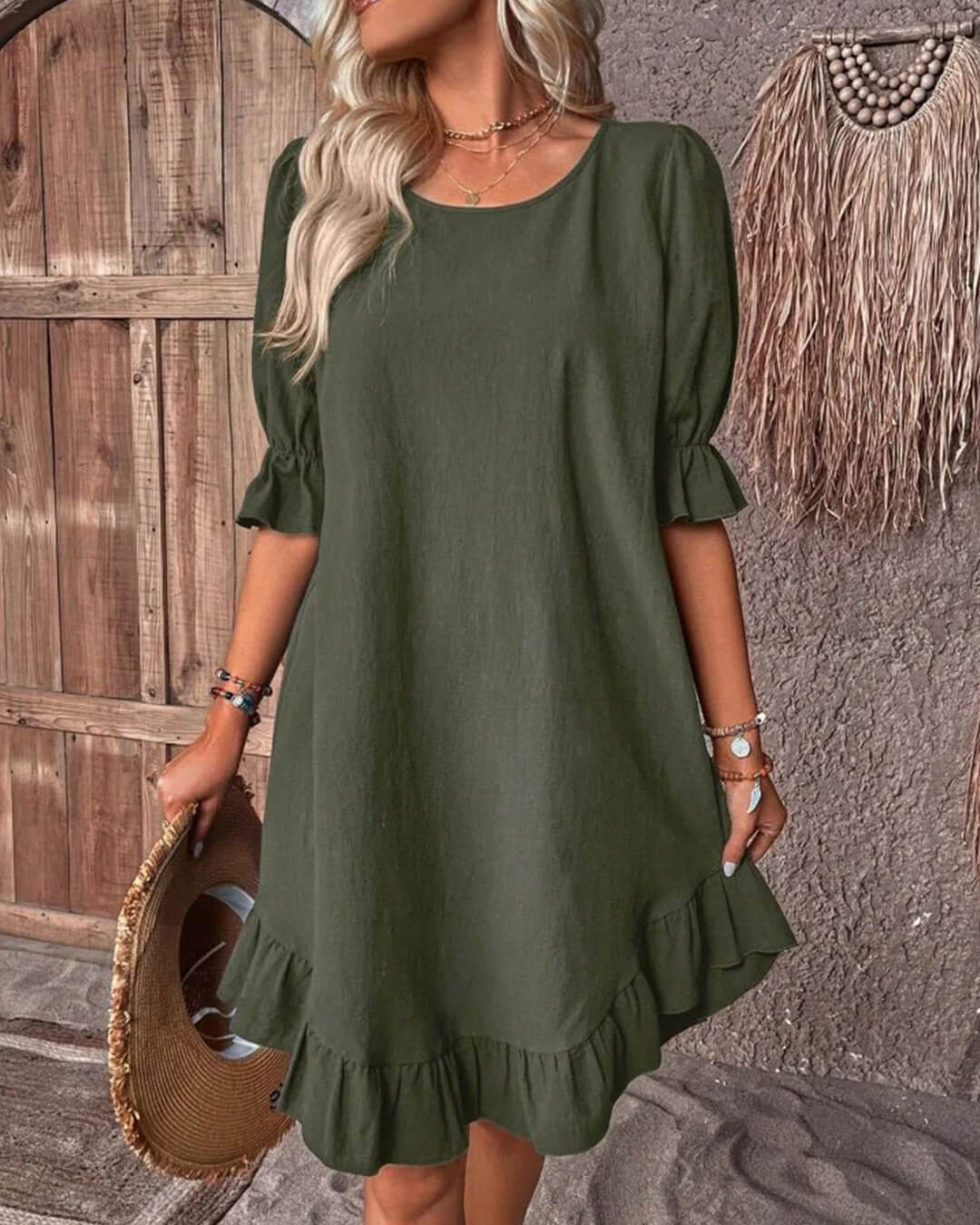 Vestido Mia de punto fruncido con bajo de volantes