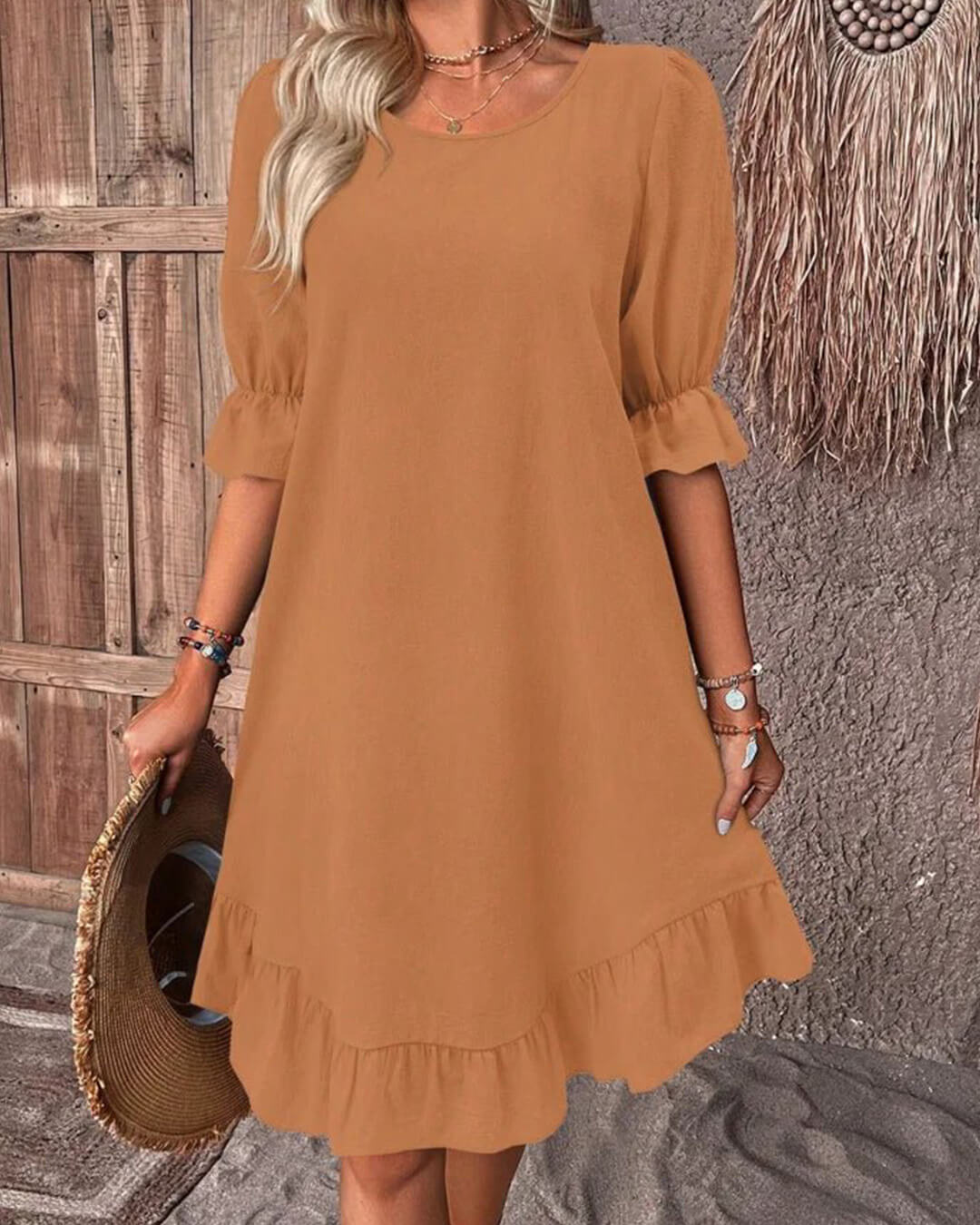 Vestido Mia de punto fruncido con bajo de volantes