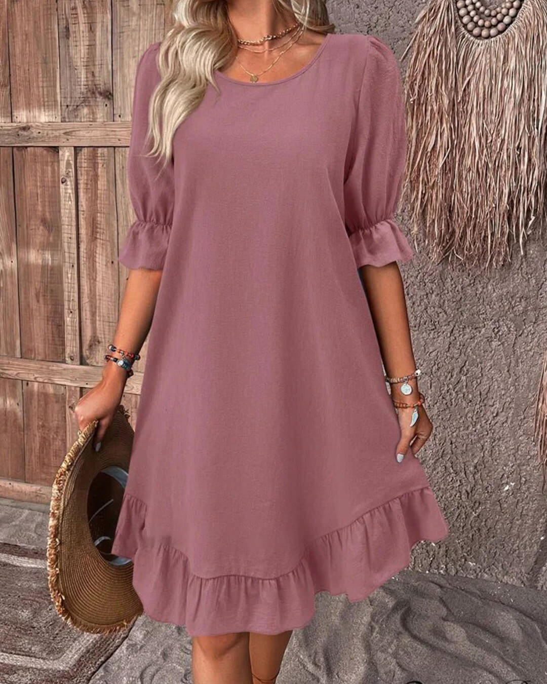Vestido Mia de punto fruncido con bajo de volantes