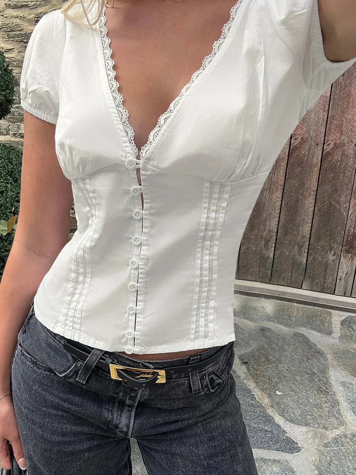 Blusa con escote pronunciado Mica