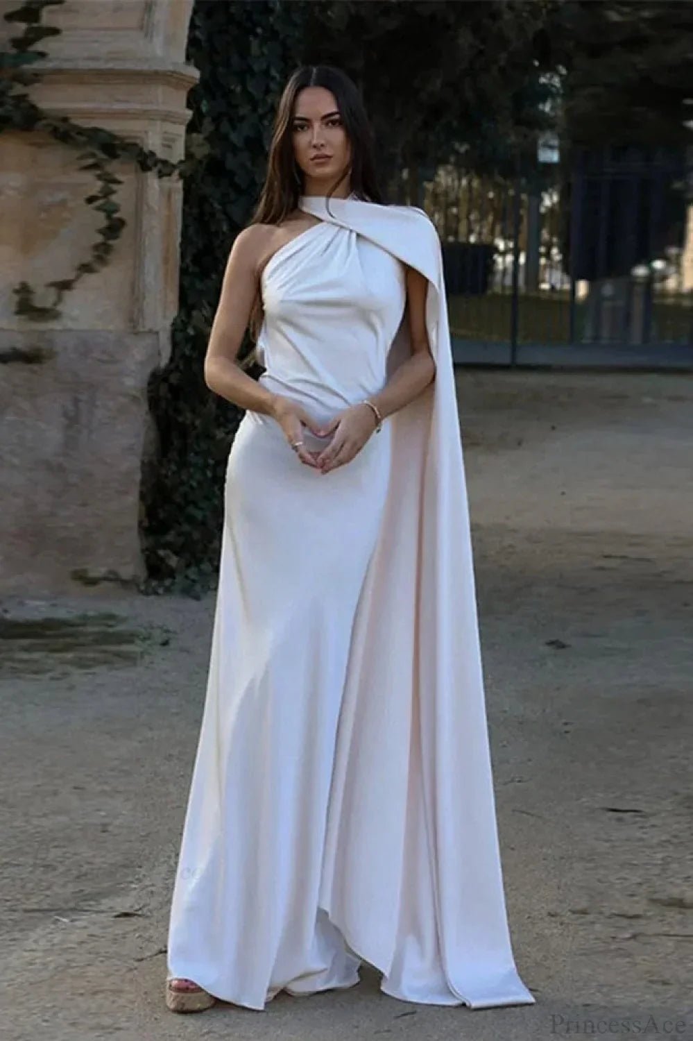 Celeste Elegant Satin Halter Dress
