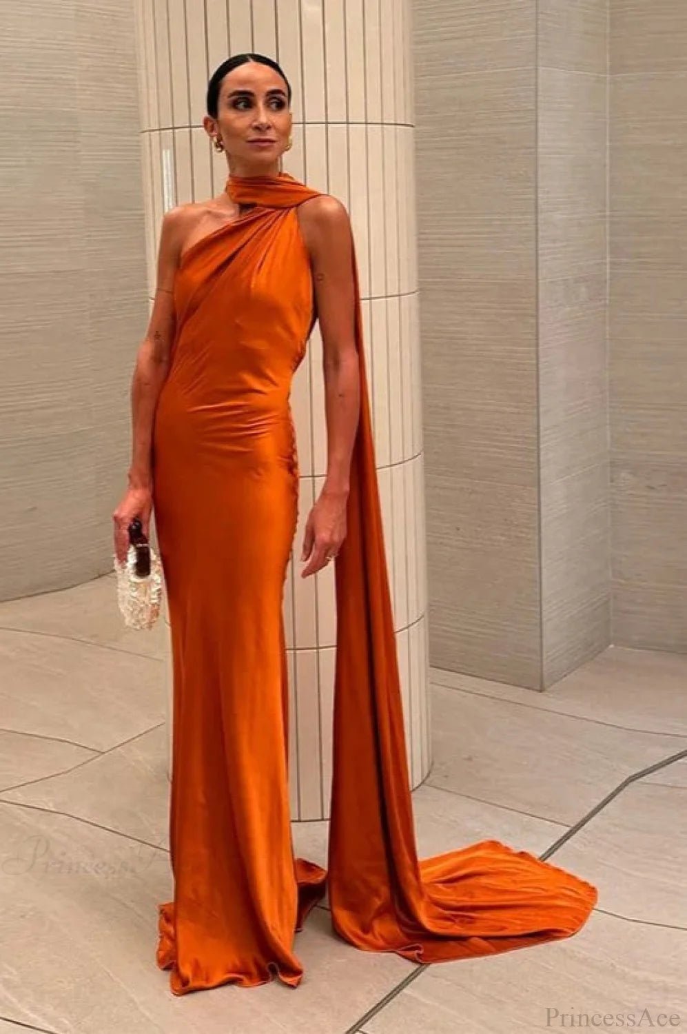 Celeste Elegant Satin Halter Dress