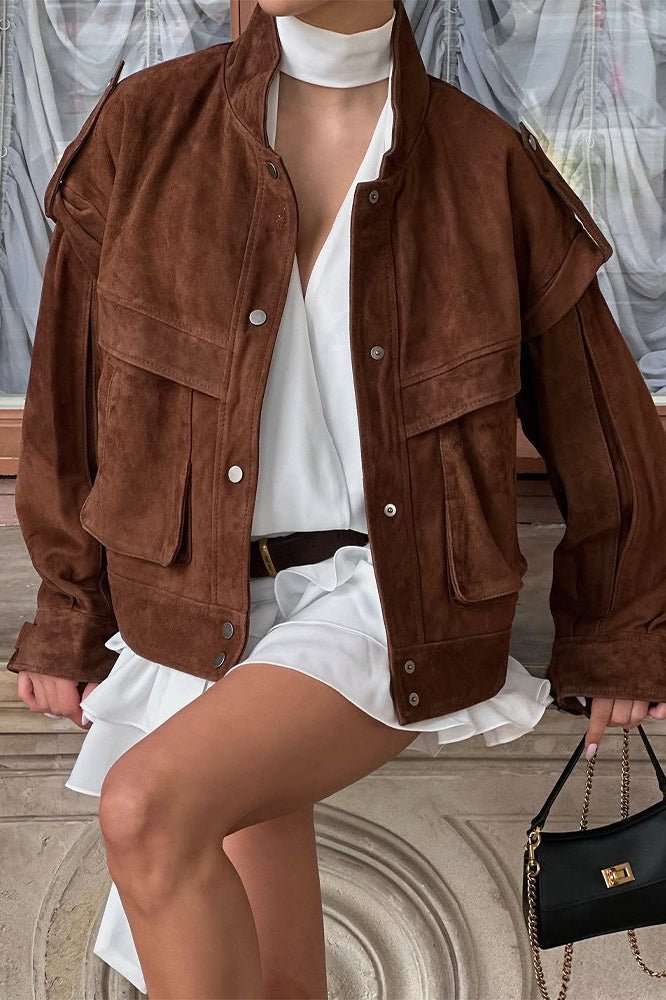 Chaqueta de ante Mila con hombros anchos