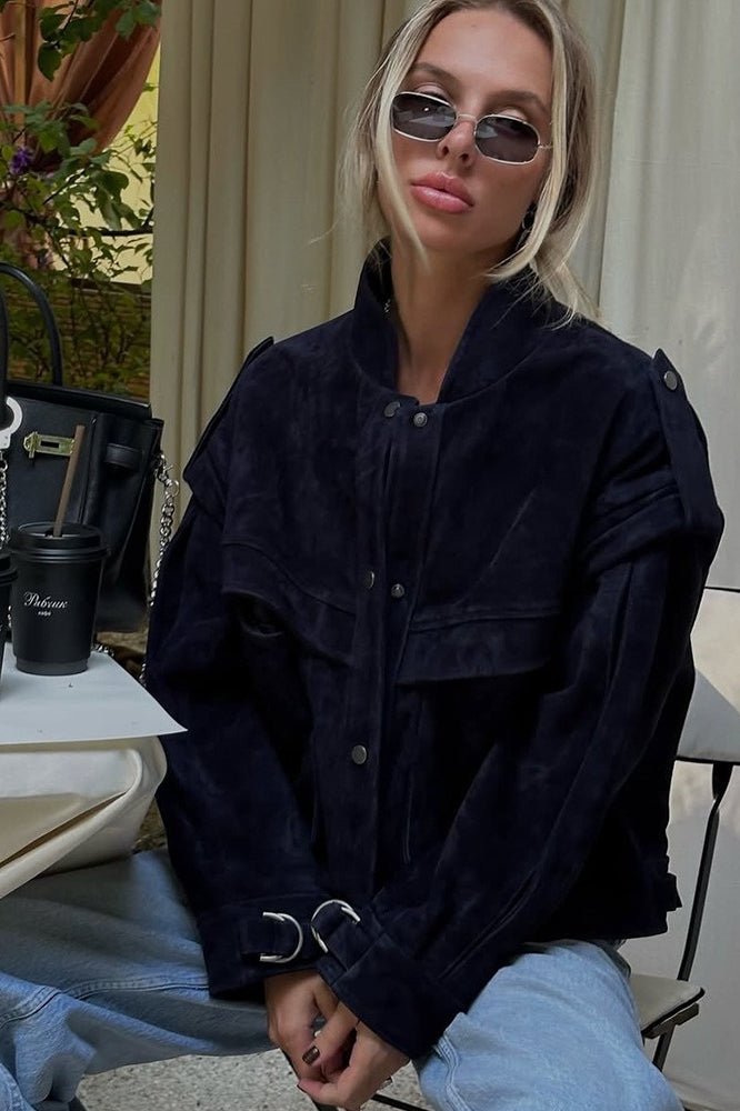 Chaqueta de ante Mila con hombros anchos