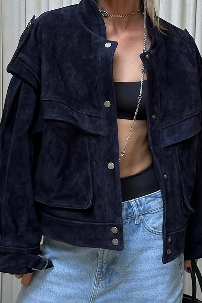 Chaqueta de ante Mila con hombros anchos