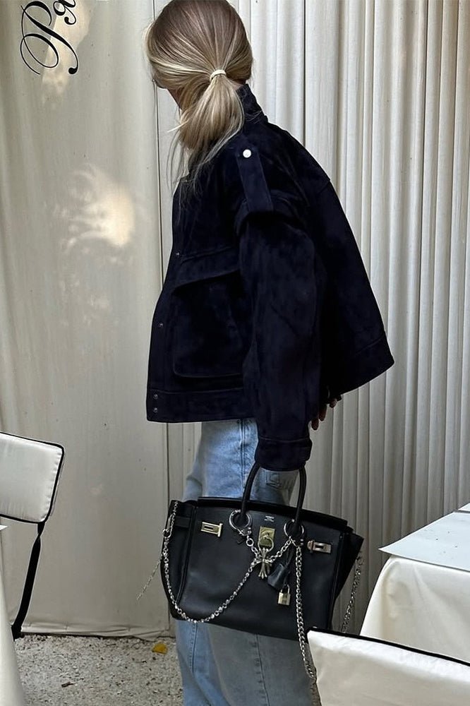 Chaqueta de ante Mila con hombros anchos
