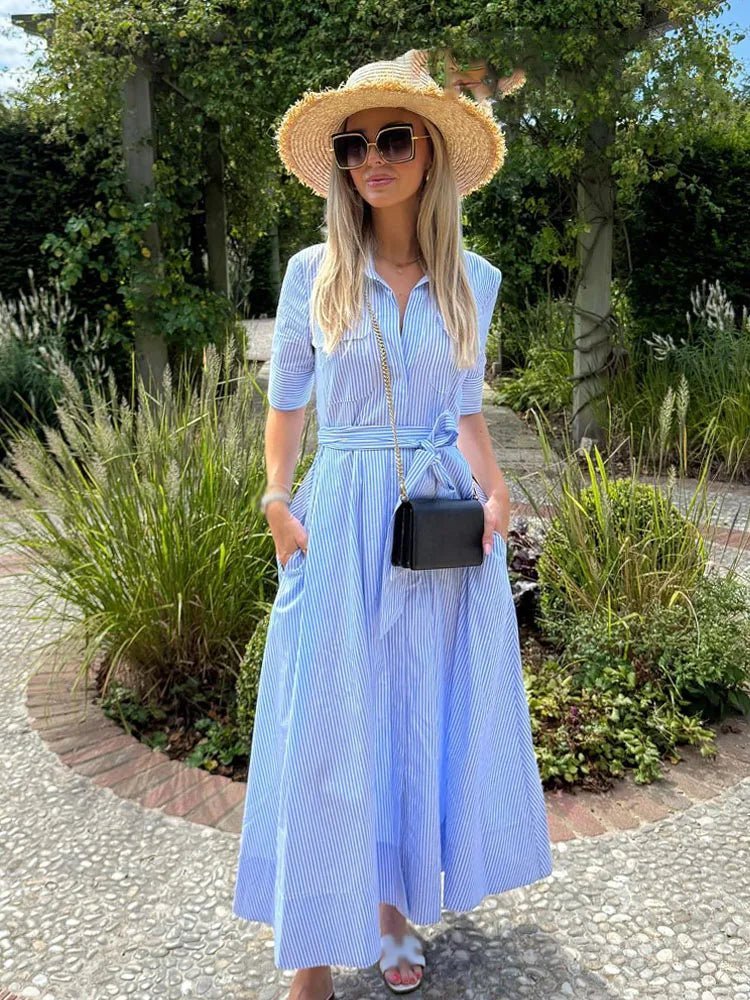 Vestido camisero con cintura anudada en lazo Mireille