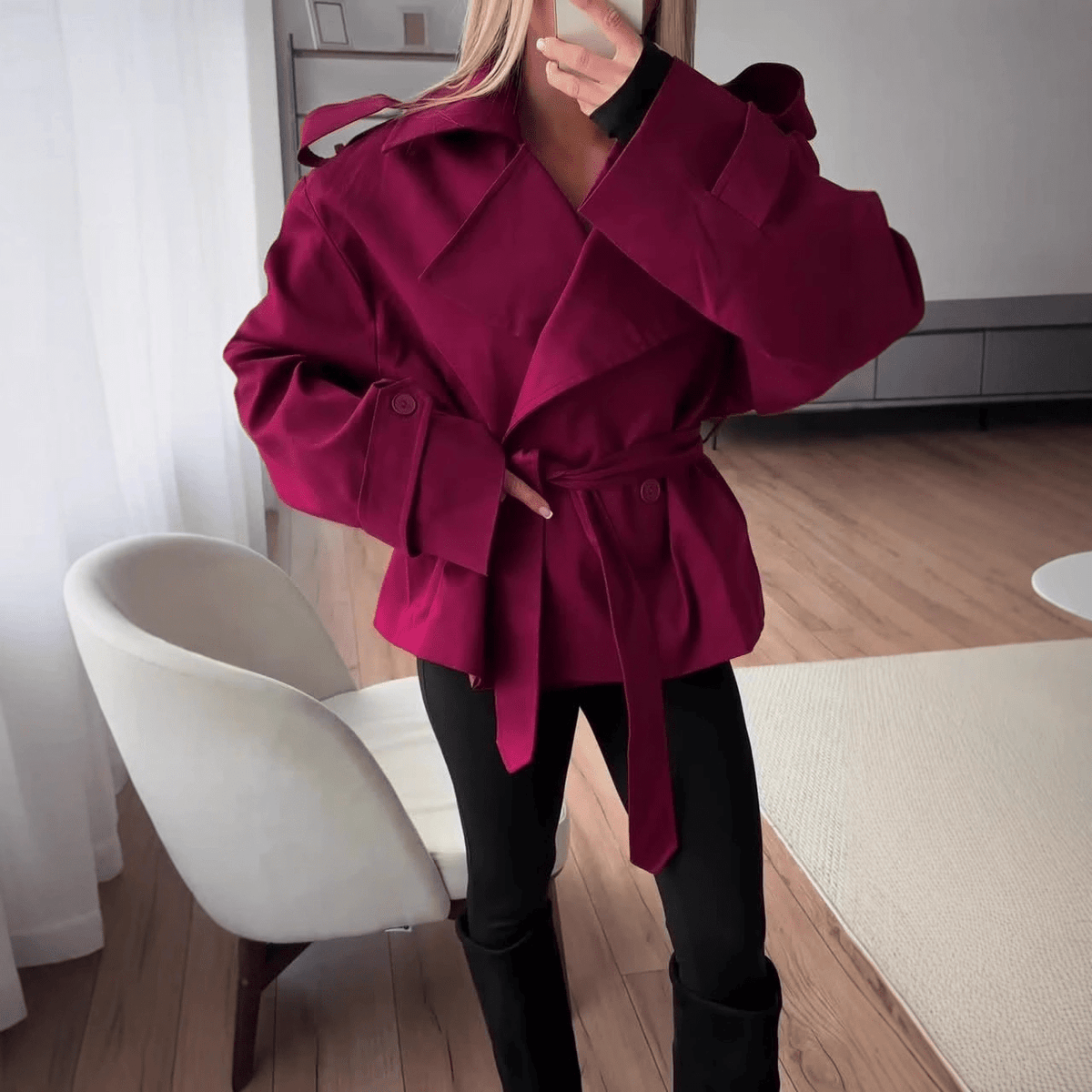 Gabardina corta Molly con cinturón