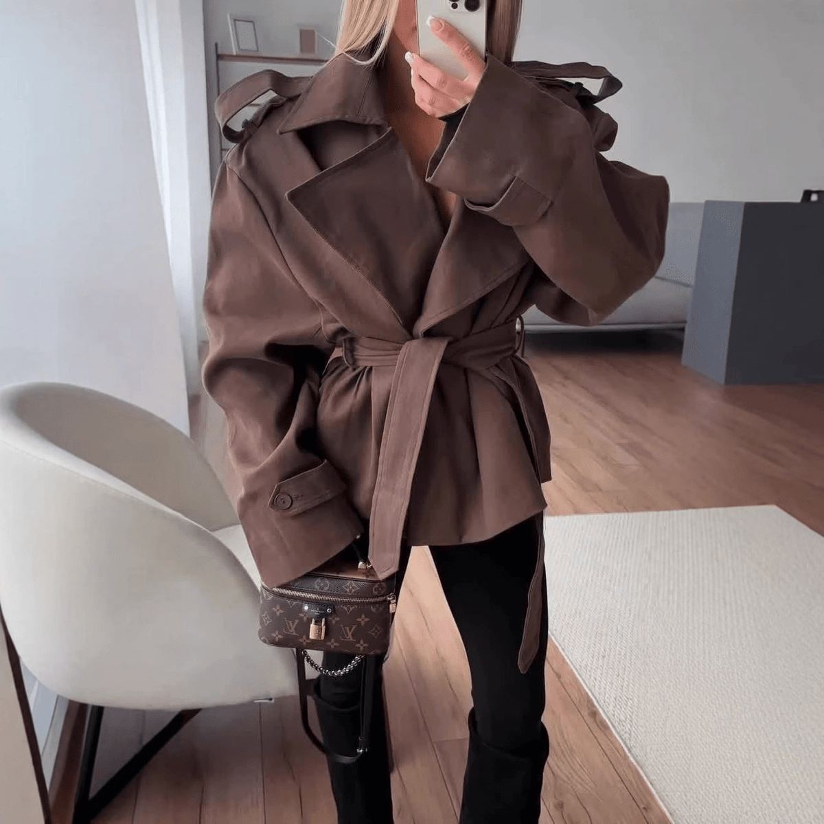 Gabardina corta Molly con cinturón