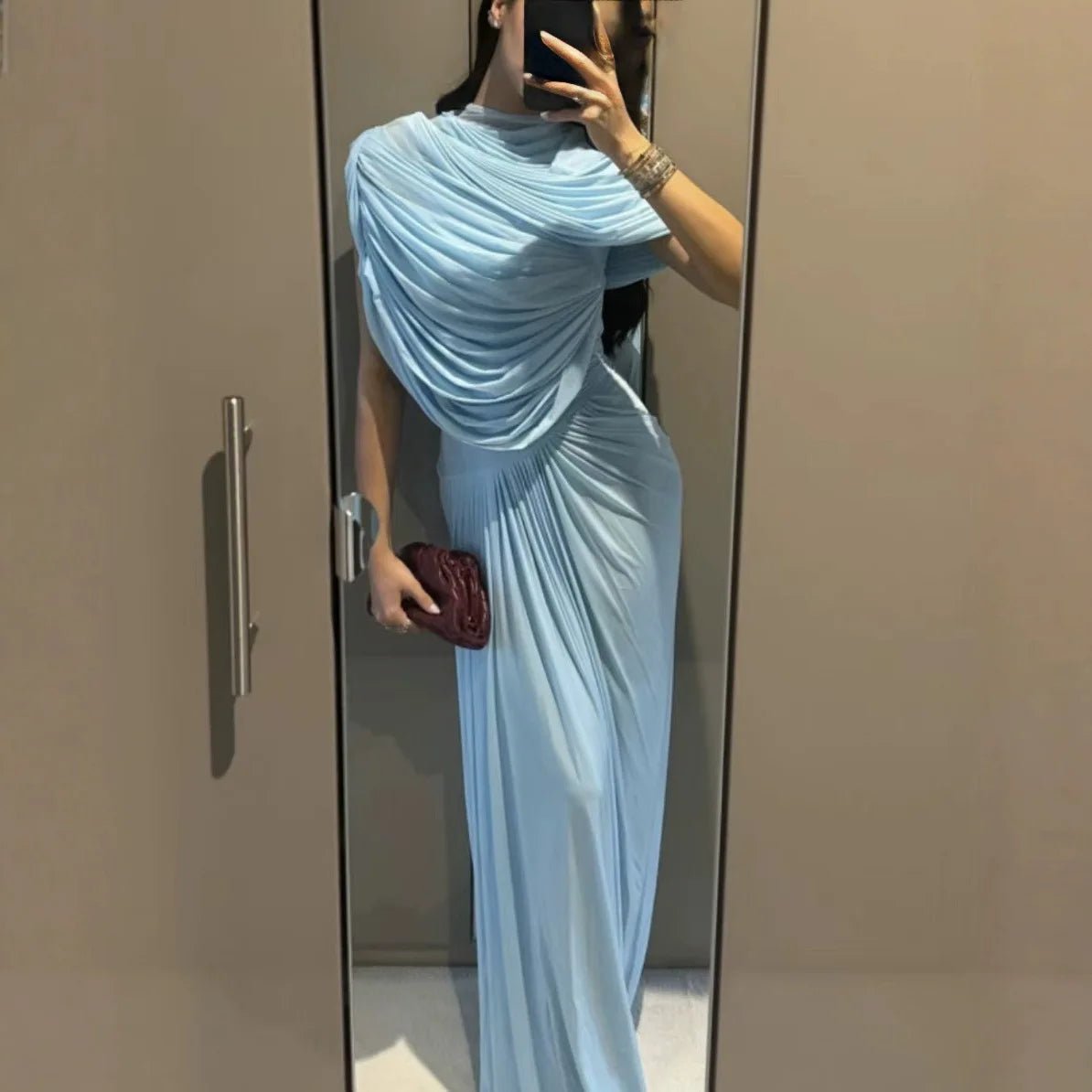 Vestido largo elegante de malla ajustado Monica