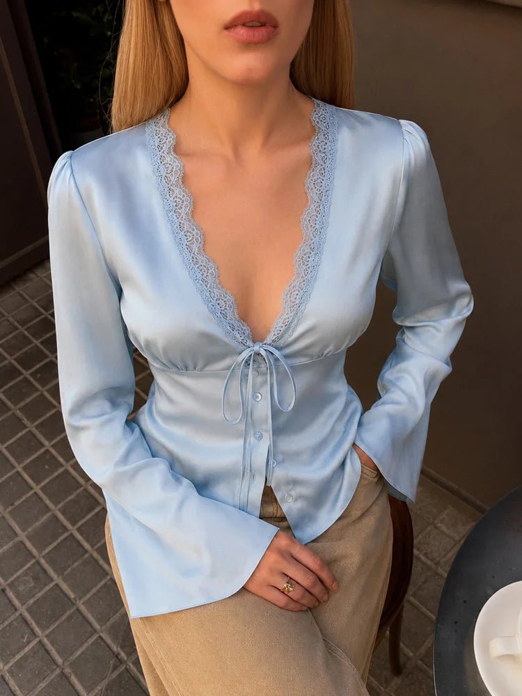 Top de tirantes satinado con escote en V Naomi