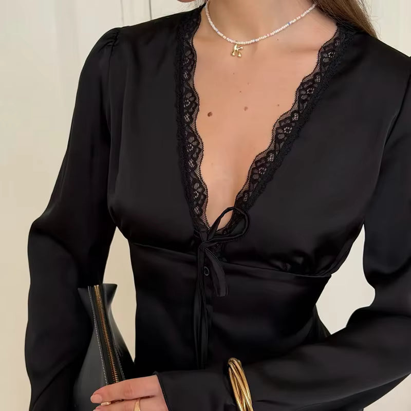 Top de tirantes satinado con escote en V Naomi