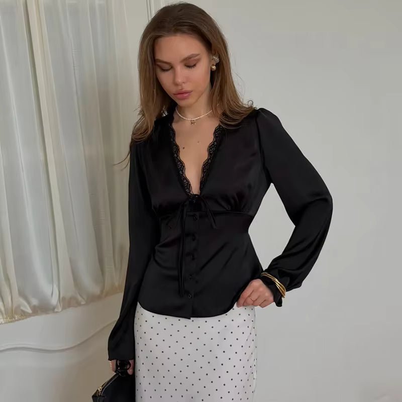 Top de tirantes satinado con escote en V Naomi