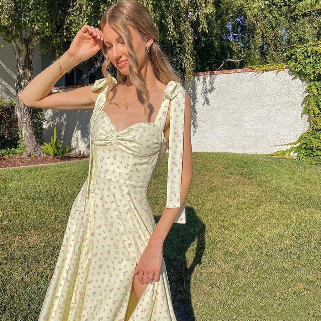 Vestido midi Natalie floral con abertura alta