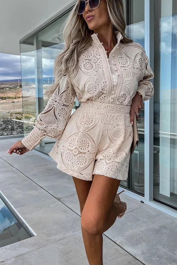 Conjunto coordinado bordado de encaje Natalie