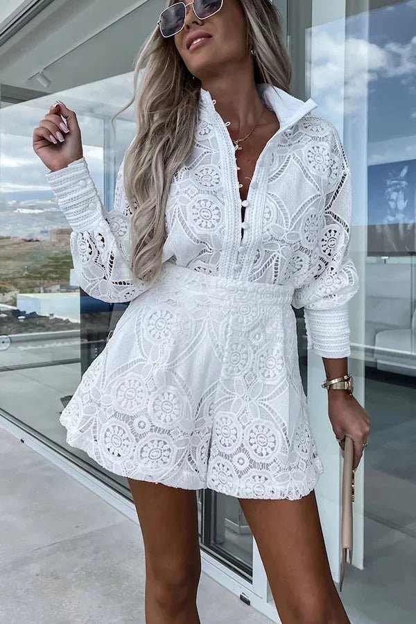 Conjunto coordinado bordado de encaje Natalie